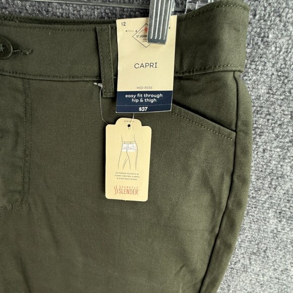 NWT St. Johns Bay Size 12 Mid Rise Capri Tummy Control Cotton Stretch ACTL 34X19 - Picture 5 of 14